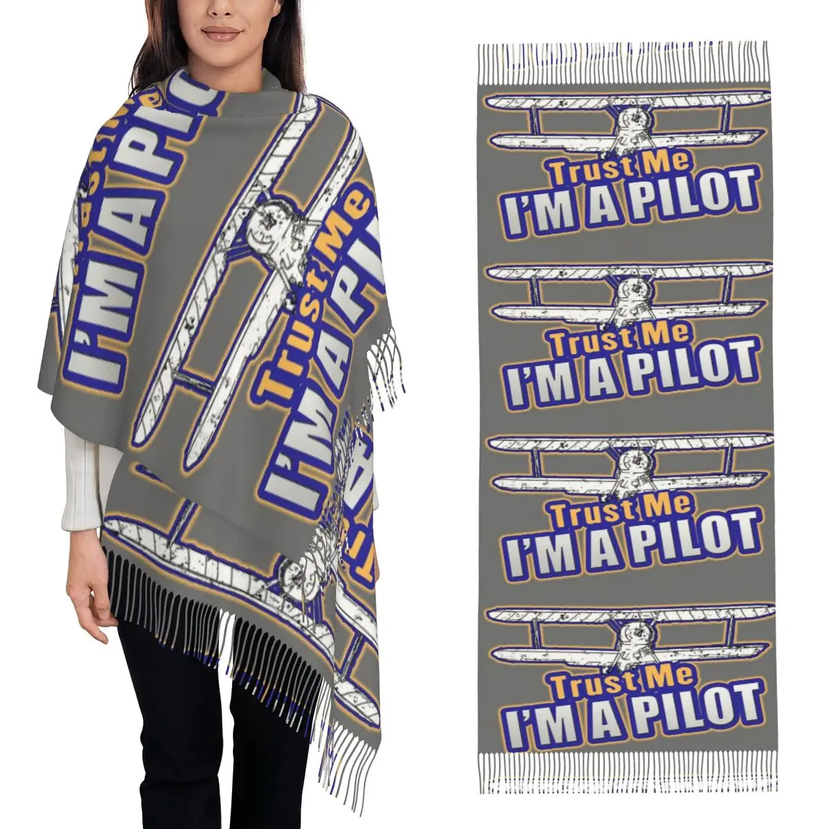

Trust Me IM A Pilot Plane Flying Aeroplane Aviation Gift Scarf Tassel Scarves Women Shawls and Wrap Large Fall Winter Shawl Wrap