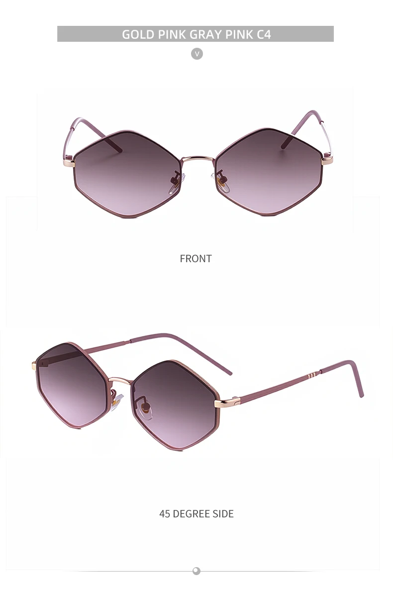 Kleine Rahmen Hexagon Punk Sonnenbrille Frauen 2026 Luxus Marke Vintage Retro Polygon Sonnenbrille Für Damen UV400 Schutz Shades – Detail 18