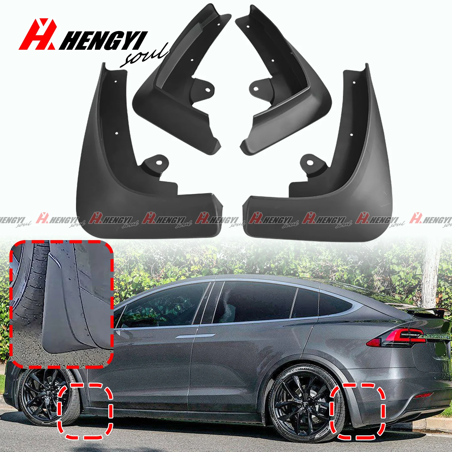 

For Tesla Model X 2023 2022 2021 2020 2019 2018 2017 2016 Car Mudguard Fender Mud Flap Guards Splash Mudflaps