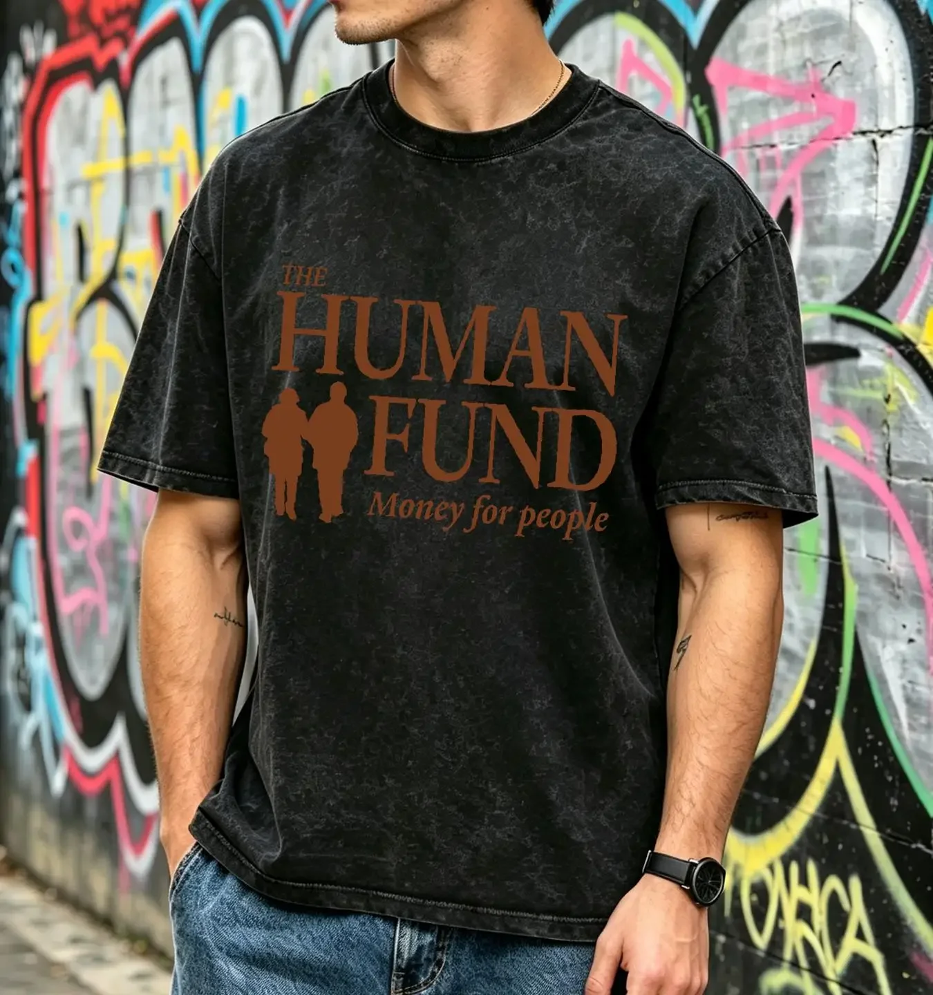 washed T Shirt HUMAN FUND Costanza SEINFELD Curb christmas festivus 2 vintage Washed Versatile Comfortable Stylish