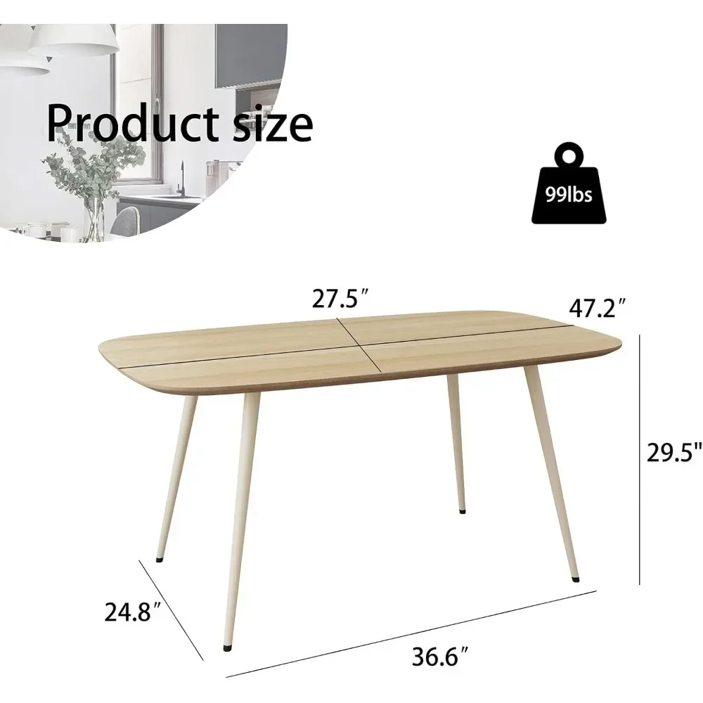 

Деревянный прямоугольный обеденный стол с металлическими ножками на 4 человека для столовой, кухни