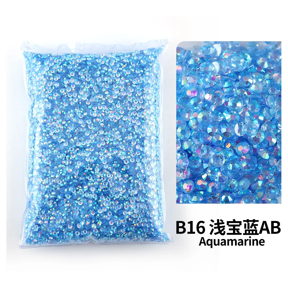 2mm, 3mm, 4mm, 5mm, 6mm, Großhandel Jelly Color AB Transparent AB, Facetten FlatBack Harz Strass Nail Art Kleidungsstück Dekoration