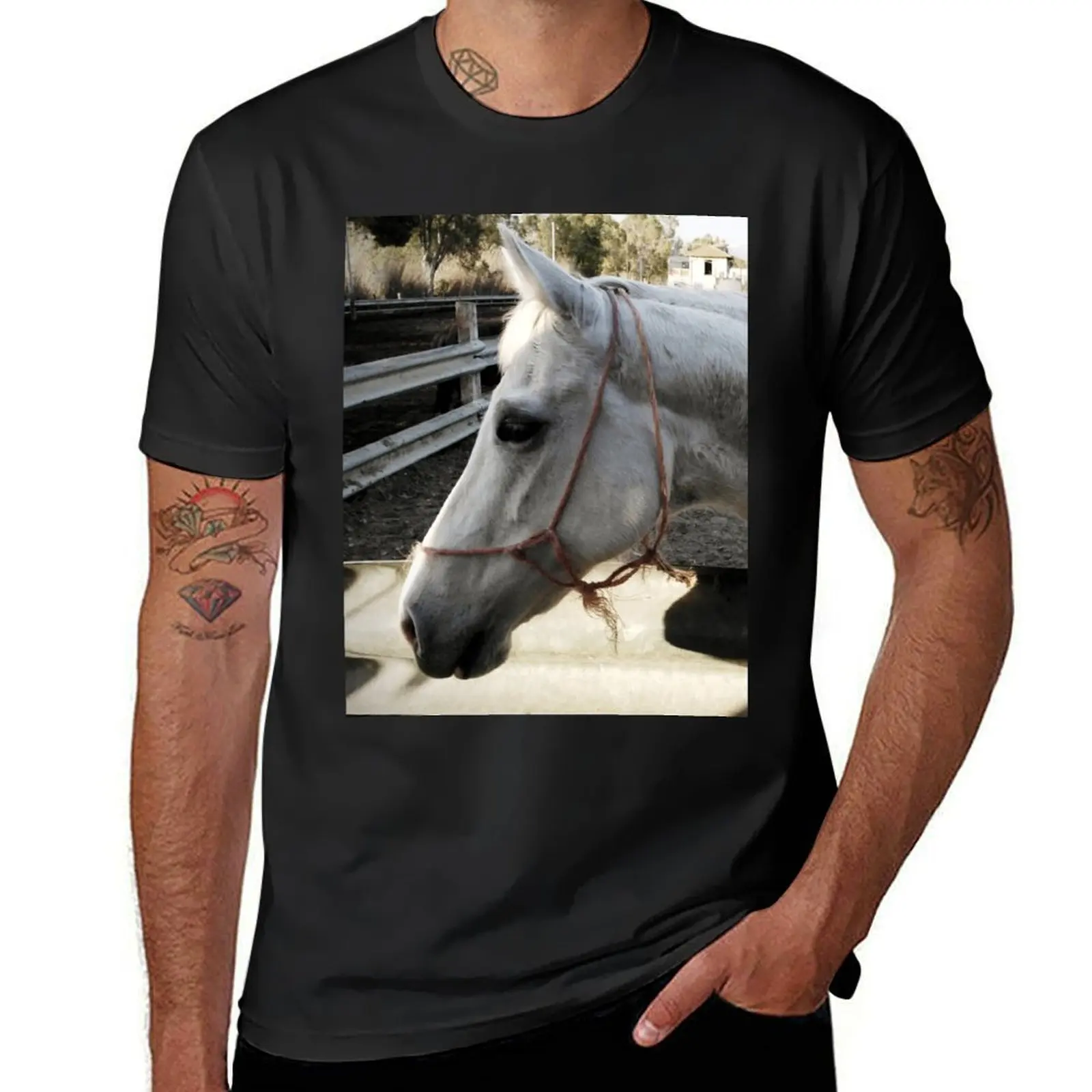 

Graceful Profile: White Horse Head T-Shirt cute tops for a boy blanks mens big and tall t shirts