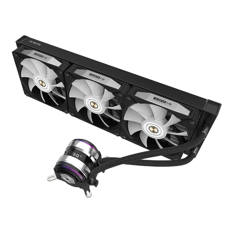 Alseye Black Liquid Cooler PC Cooling Kit 120mm mirror design  with 3pc fans, CPU Water cooler