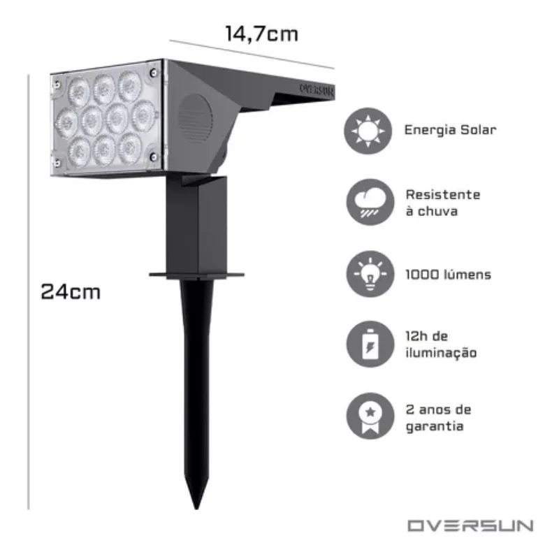 2 Luminárias Solar Jardim 100w Luminárias Solar Luminárias
