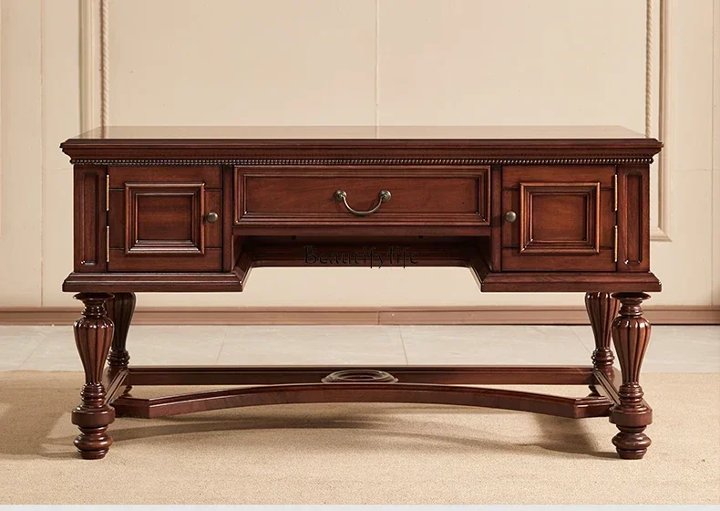 

American Country Solid Wood Desk Chair Combination Home Retro Affordable Luxury Desk