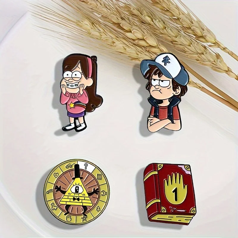 4pcs Cartoon Character Enamel Pins - Cute Accessories for Clothes, Hats & Backpacks - Decorative Brooches and Gifts for Friends