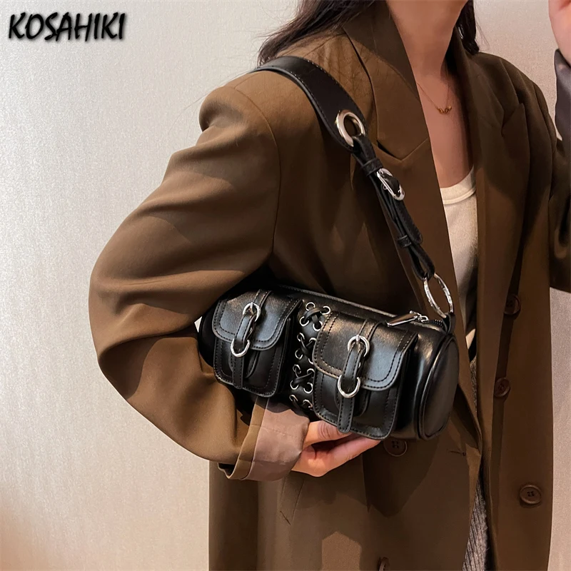 

Korean All Match Chic Top-Handle Bags Y2k Aesthetic Office Lady Fairy Purses and Handbags Vintage Fashion Shoulder Underarm Bag