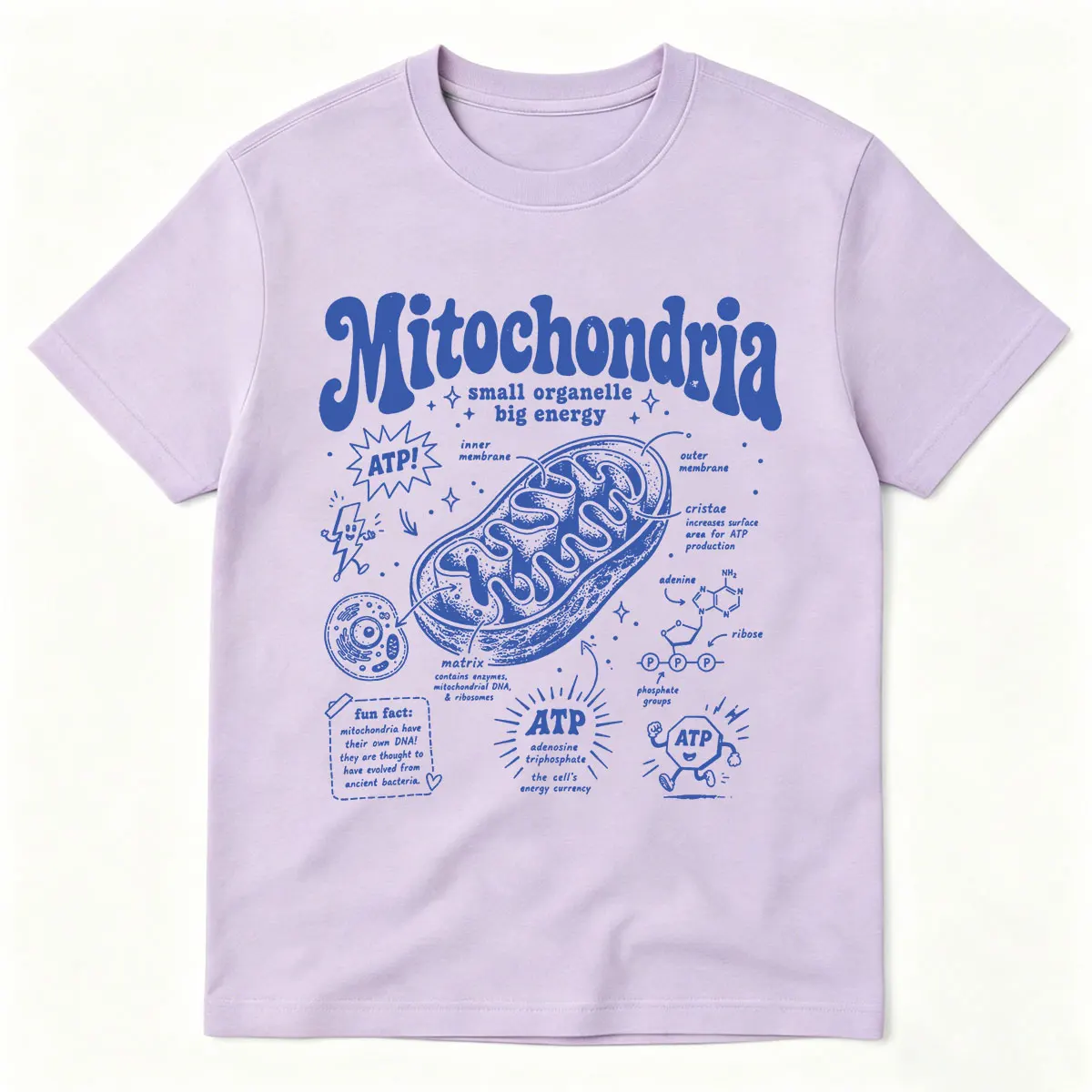 Mitochondrien Kleines Organelle-Großenergie-T-Shirt ATP Wissenschafts-T-Shirt Zellbiologie-Shirt Geschenk für Biologieliebhaber T-Shirts für Männer und Frauen – Detail 6