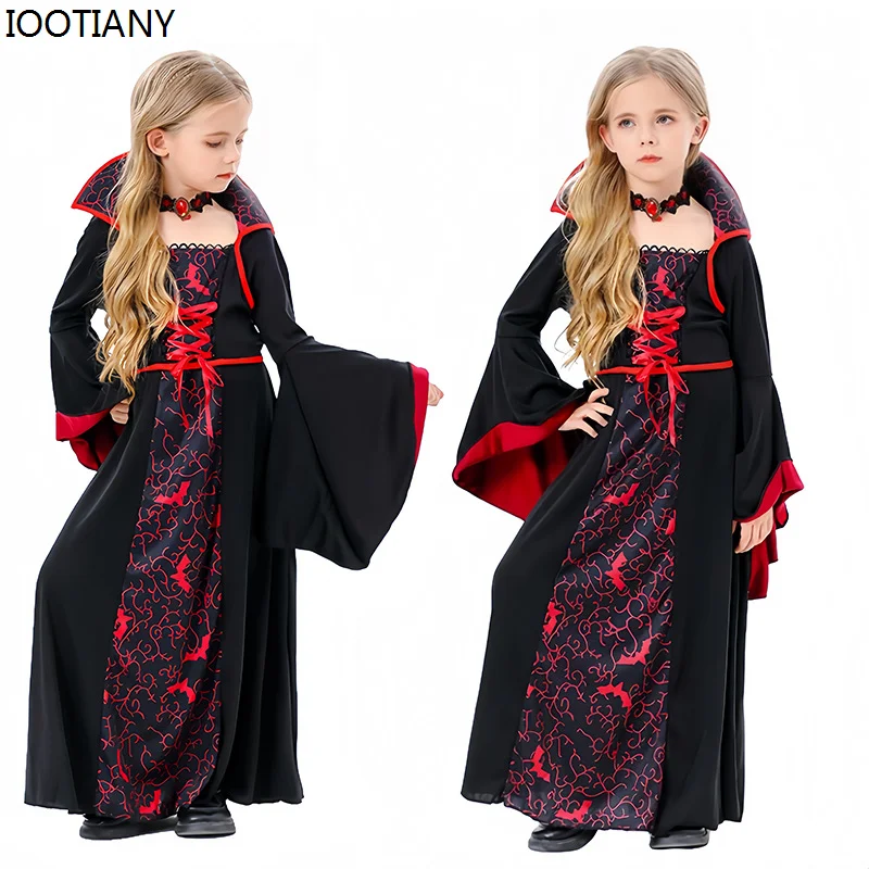 

Halloween Children's Horror Vampire Cosplay Costume Gothic Retro Zombies Masquerade Outfit Carnival Party Stage Showing Dress Up