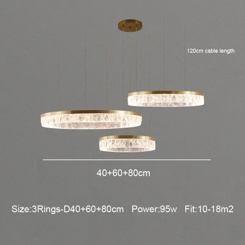 ZCTOP Kreisring Moderne LED-Pendelleuchte Deckenmontierte Kronleuchter Beleuchtung Hängelampe für Tisch Esszimmer Küche Wohnzimmer 5