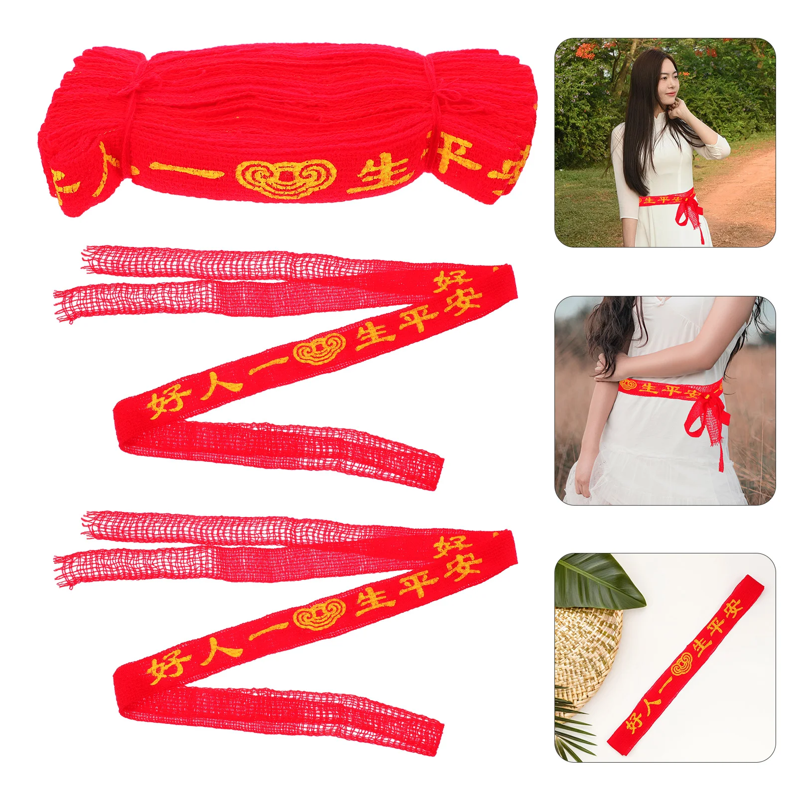

20pcs Red Waist Men Women Traditional Woven Feng Shui Amulet Blessing Rope Good Fortune Unisex Lightweight Dress