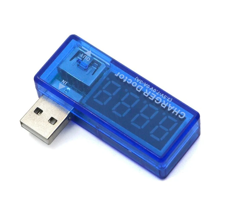 شاحن USB صغير الفولتميتر مقياس التيار الكهربائي الرقمي الشفاف USB قوة البنك شحن جهاز اختبار التيار والجهد