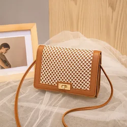 New Women's Messenger Bags Fashion All-match Small Square Bag Trend Mesh Bag Hit Color One-shoulder Mobile Phone Bag