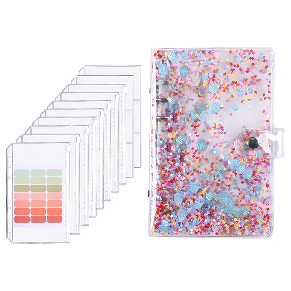 

PVC Stainless Binder Ledger Zipper Bag Notebook A6 Size Money Budget Binder Saving Budget Planner File Folder Storage