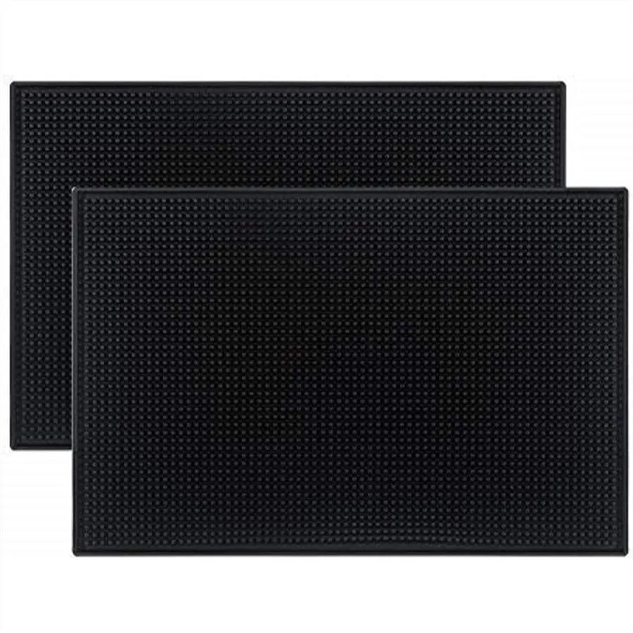 Rubber Bar Mat 2 Pack 18x12 Inch Non Slip Dish Drying Mat for Countertop Cocktail Spill Mats for Home Kitchen
