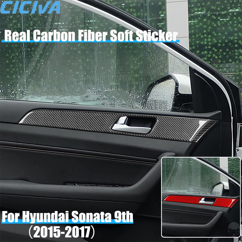 

Real Carbon Fiber Car Accessories Door Handle Decorative Panel Cover Soft Sticker For Hyundai Sonata 9th LF 2015 2016 2017