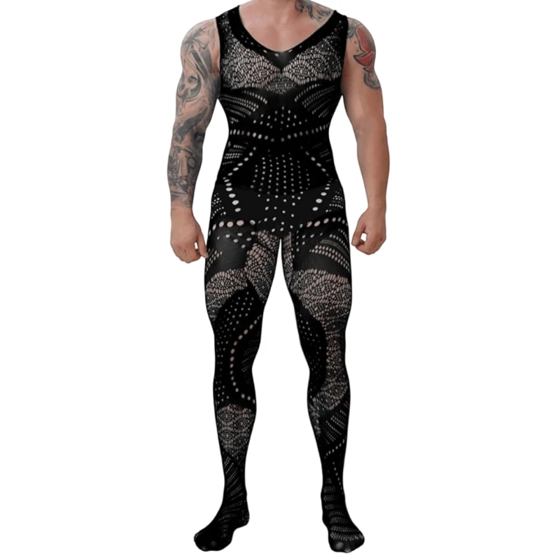 Uomini Maglia Lingerie Regalo Per Lui Calze per il corpo A rete Tuta data Tuta Rave Abiti Party Club wear sexy lenceria hombres