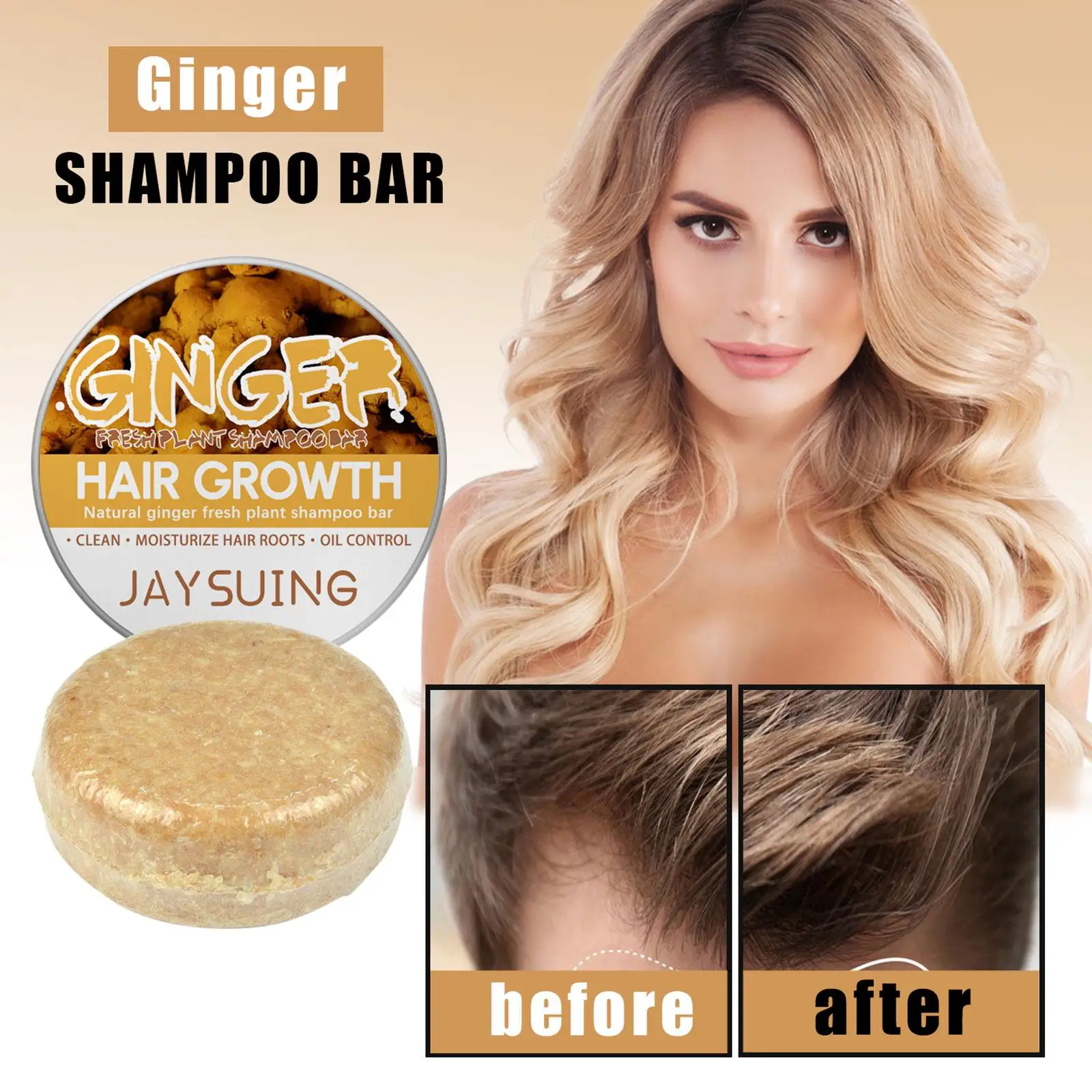 

Ginger Shampoo Soap Promote Hair Growth Natural Plant Anti Dandruff Itching Prevent Hair Loss Scalp Treatment Repair Shampoo Bar