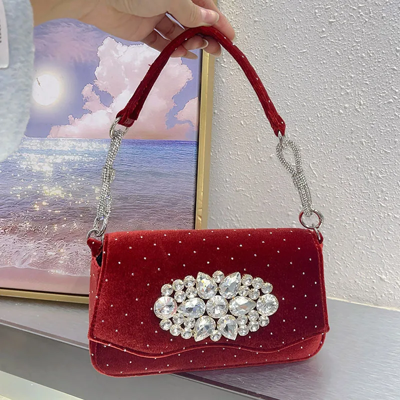 

Women Chic Boutique Shiny Crystal Satin Evening Clutch Purse Wedding Party