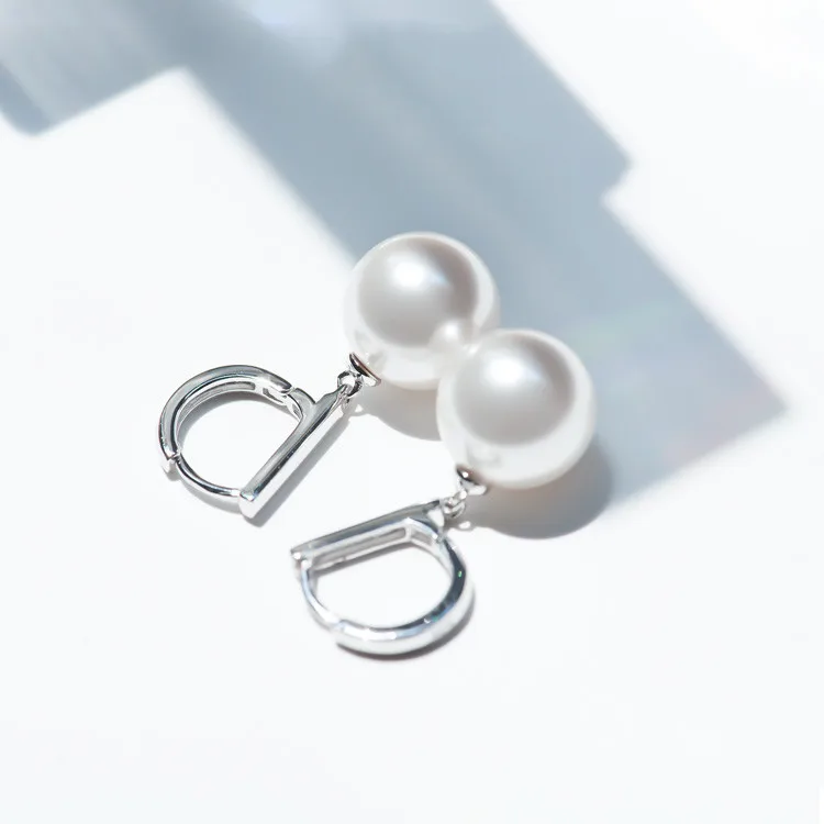 925 Silver Ear Stud Women's Pearl Pendant with Elegant and Sophisticated Design Featuring Versatile Simple Style of Earrings
