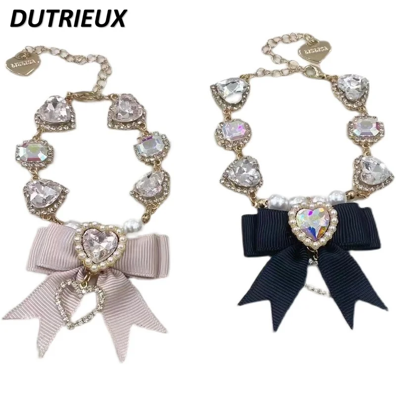 Lolita accessori dolce braccialetto dolce in stile giapponese cristalli colorati fiocco gioielli principessa tutto-fiammifero braccialetto di