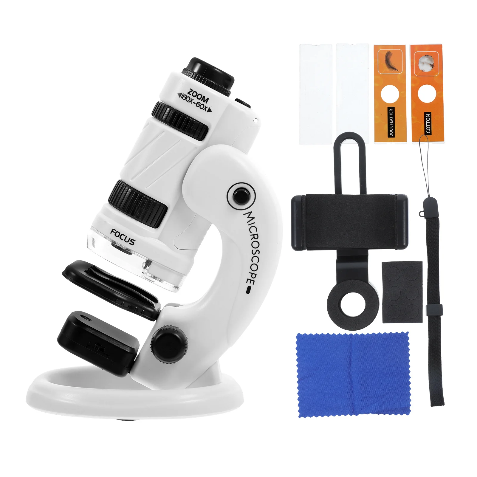 1Set Portable Microscope for Kids Lightweight 60X-180X Optical Zoom Monocular Biological Observation Tool for Student Outdoor