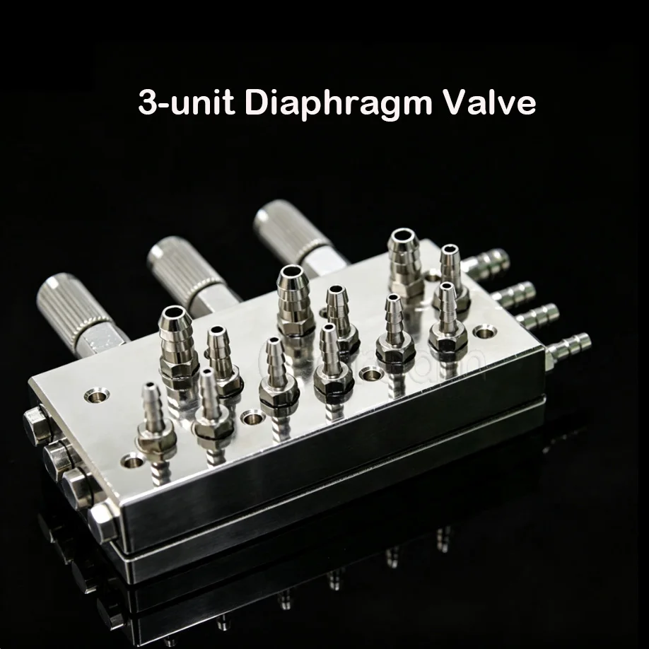 Valvola a Diaframma Dentale 2 Unità/3 Unità/4 Unità in Acciaio Inox per Controllo Aria-Acqua per Accessori Unità Dentale
