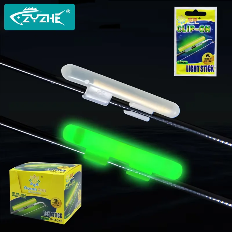 

ZYZ 100pcs/50Bags Fishing Rod Tip Luminous Stick Super Bright Clip-On Rod Tail Luminous Bar Night Fishing Tackle
