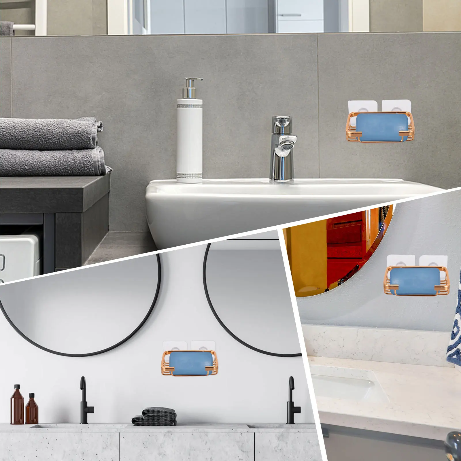 

1Set Wall Mounted Soap Storage Rack Aluminum Soap Dish Holder Self Draining Design for Bathroom Shower Kitchen