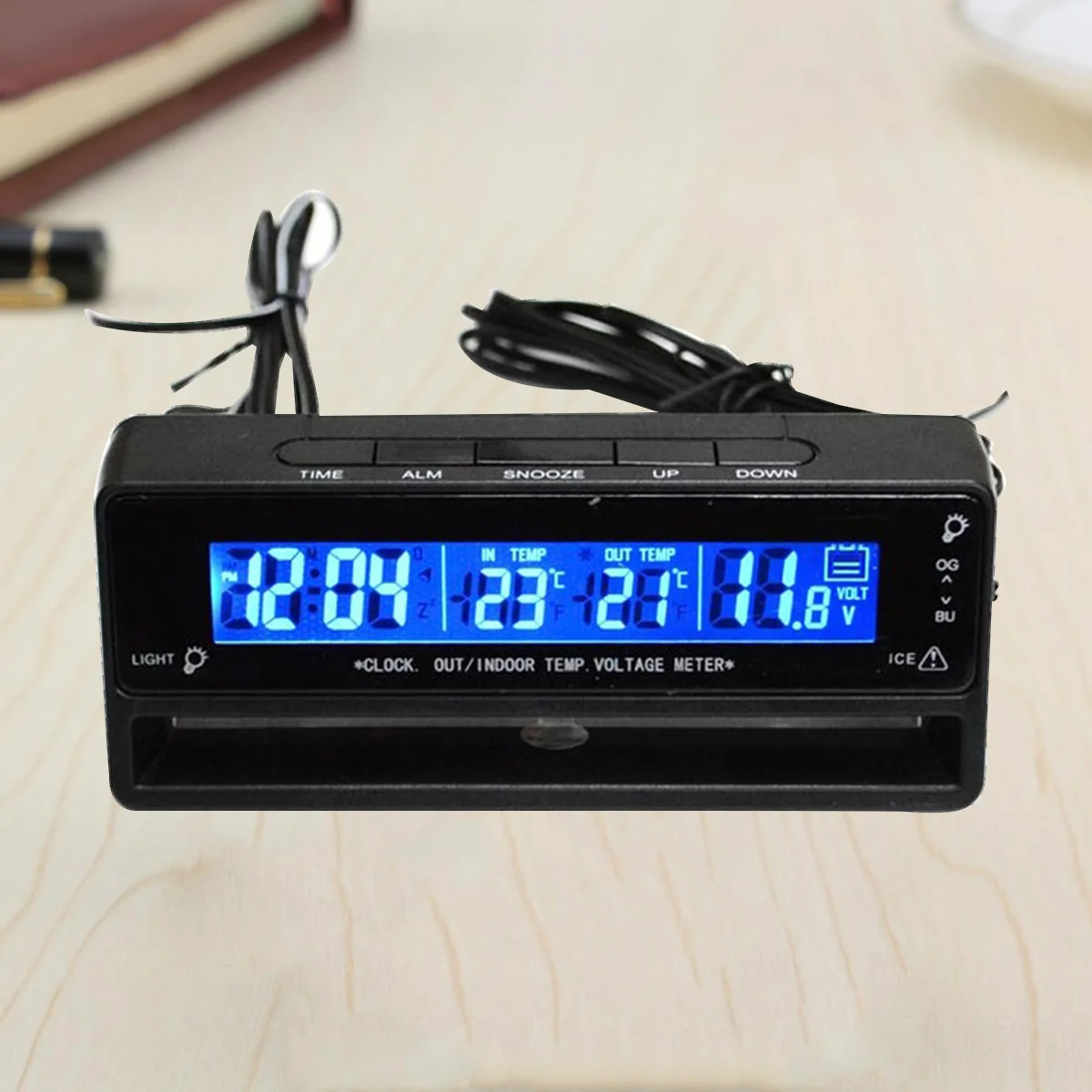 

Temperature Monitor Meter Led Backlight Digital Display Car Voltage Time Date Dual-Color Light Auto Thermometer