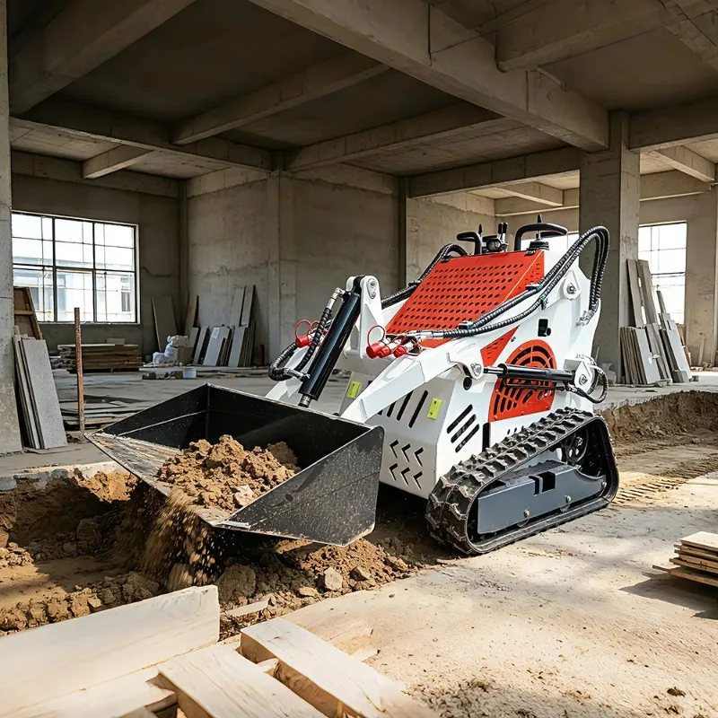 Customized Factory Price Engine 300kg Rated Load Mini Skid Steer Loader Tracked Type Mini Cargadora
