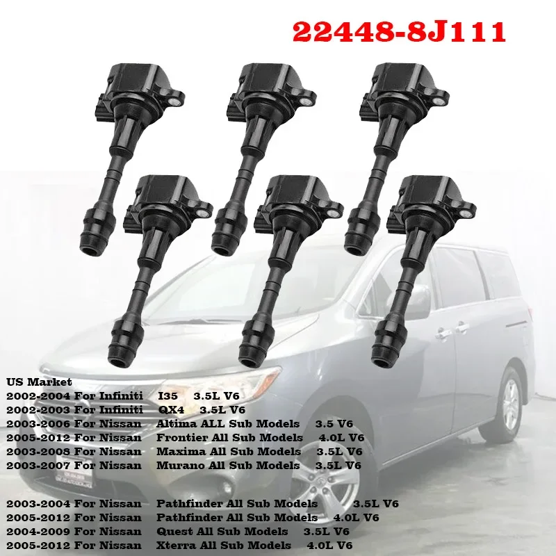 

Ignition Coils for Nissan Frontier Altima Maxima Murano Pathfinder Quest Xterra NV1500 NV2500 I30 I35 QX4 EQUATOR VQ35DE VQ40DE