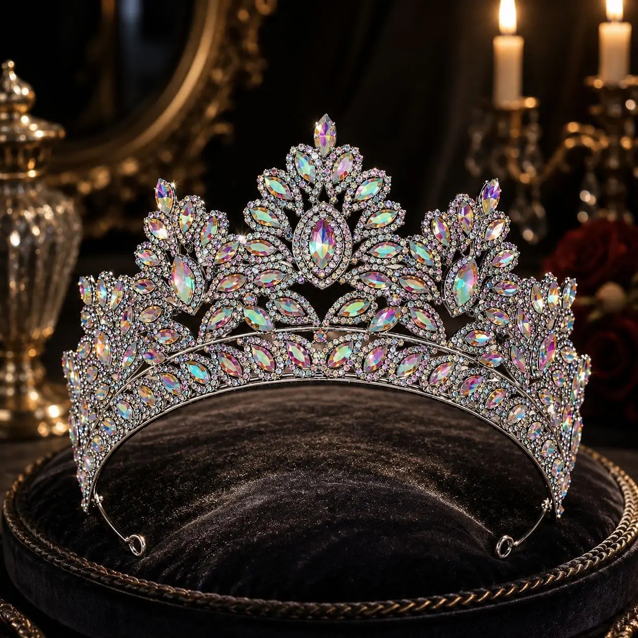 Bridal Crown Tiara with Rhinestones Luxurious Hairband Wedding Dress Accessory for Bride Headwear