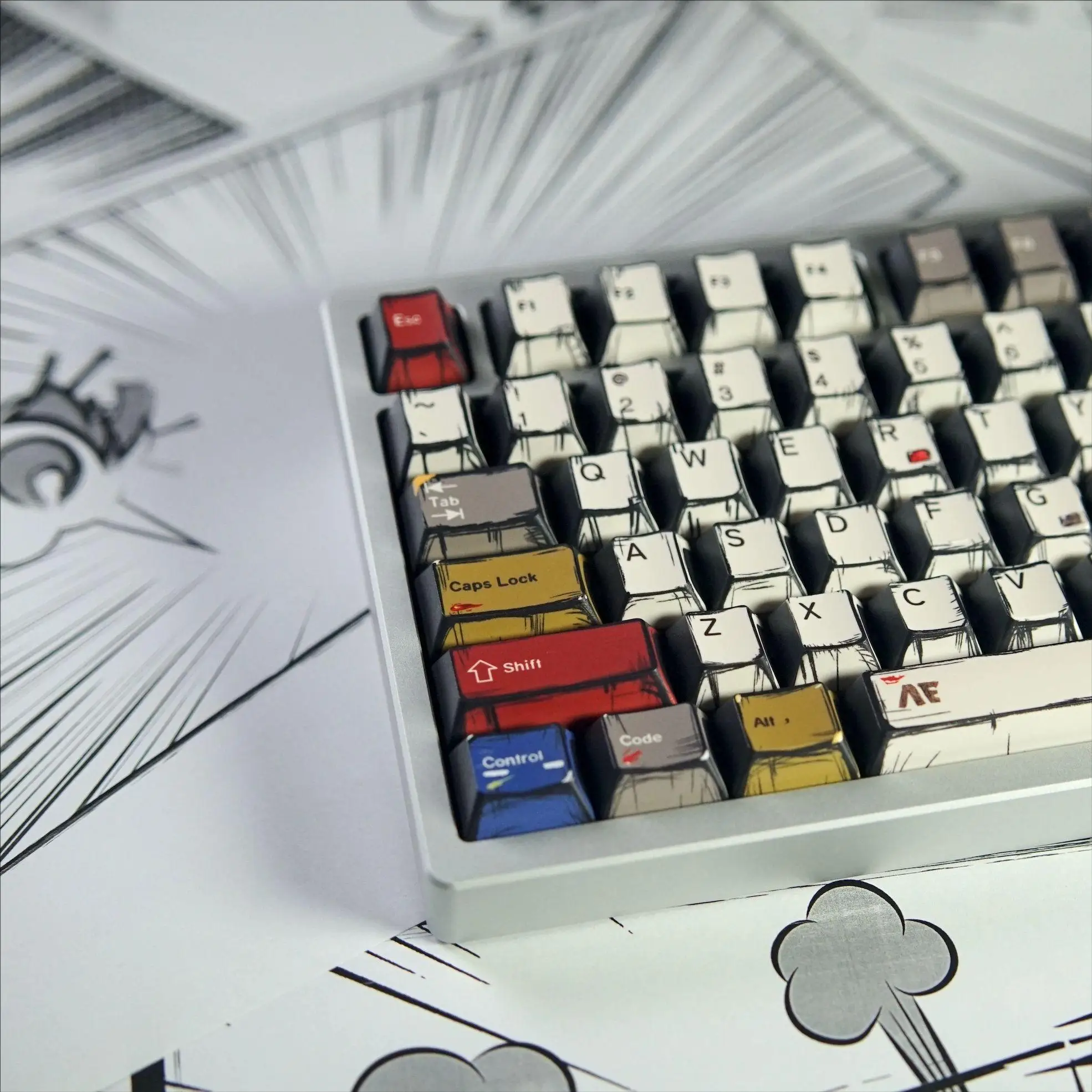 

Comic wind mixed lamp keycap PBT hot sublimation full set original height