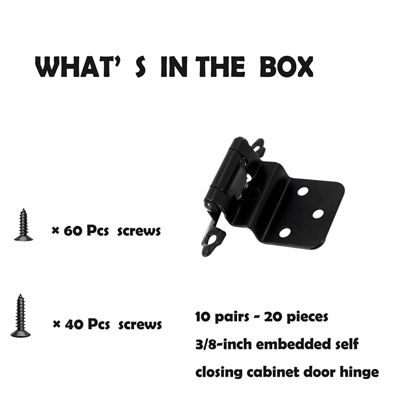 20 PCS Cabinet Door Hinges Inset Self Closing Cabinet Hinges Kitchen Cabinet Semi Concealed Hinges 3/8-Inch