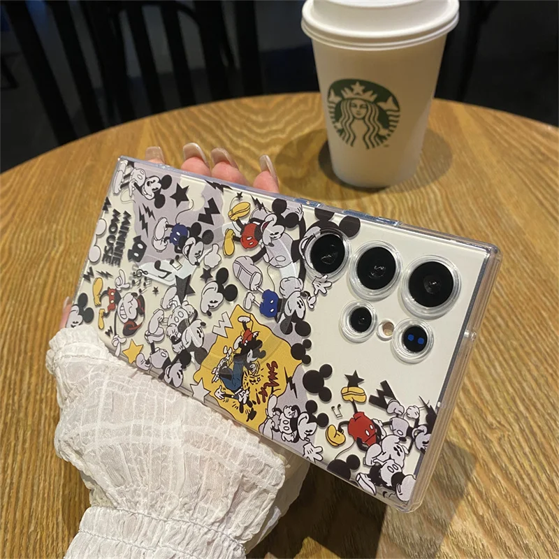 Cartone animato carino Topolino Pippo Paperino Magsafe Custodia per telefono con ricarica wireless per Samsung S22 S23 S24Ultra FE Nota 20 Supporto magnetico