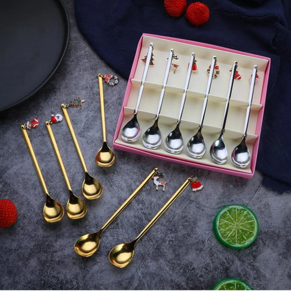 Christmas Gift Coffee Spoon Festival Promotion Stainless Steel Dessert Spoon Creative Stainless Steel Tableware Spoon