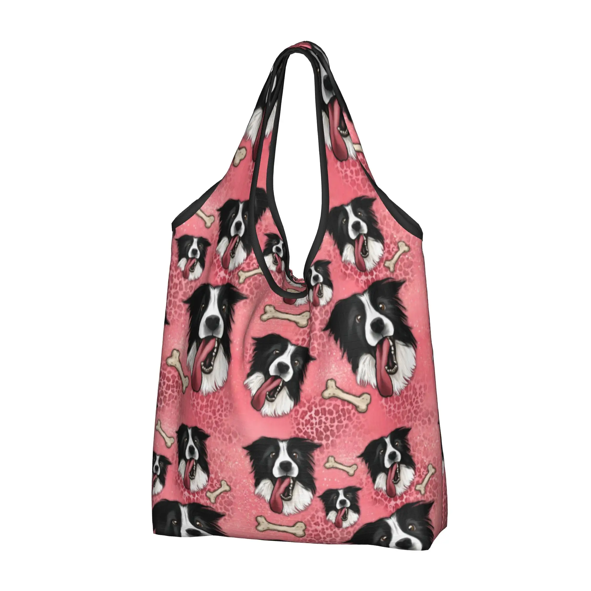 Cute Cute Love Border Collies  Shopping Tote Bag Portable Dog Pet  Grocery Shoulder Shopper Bag