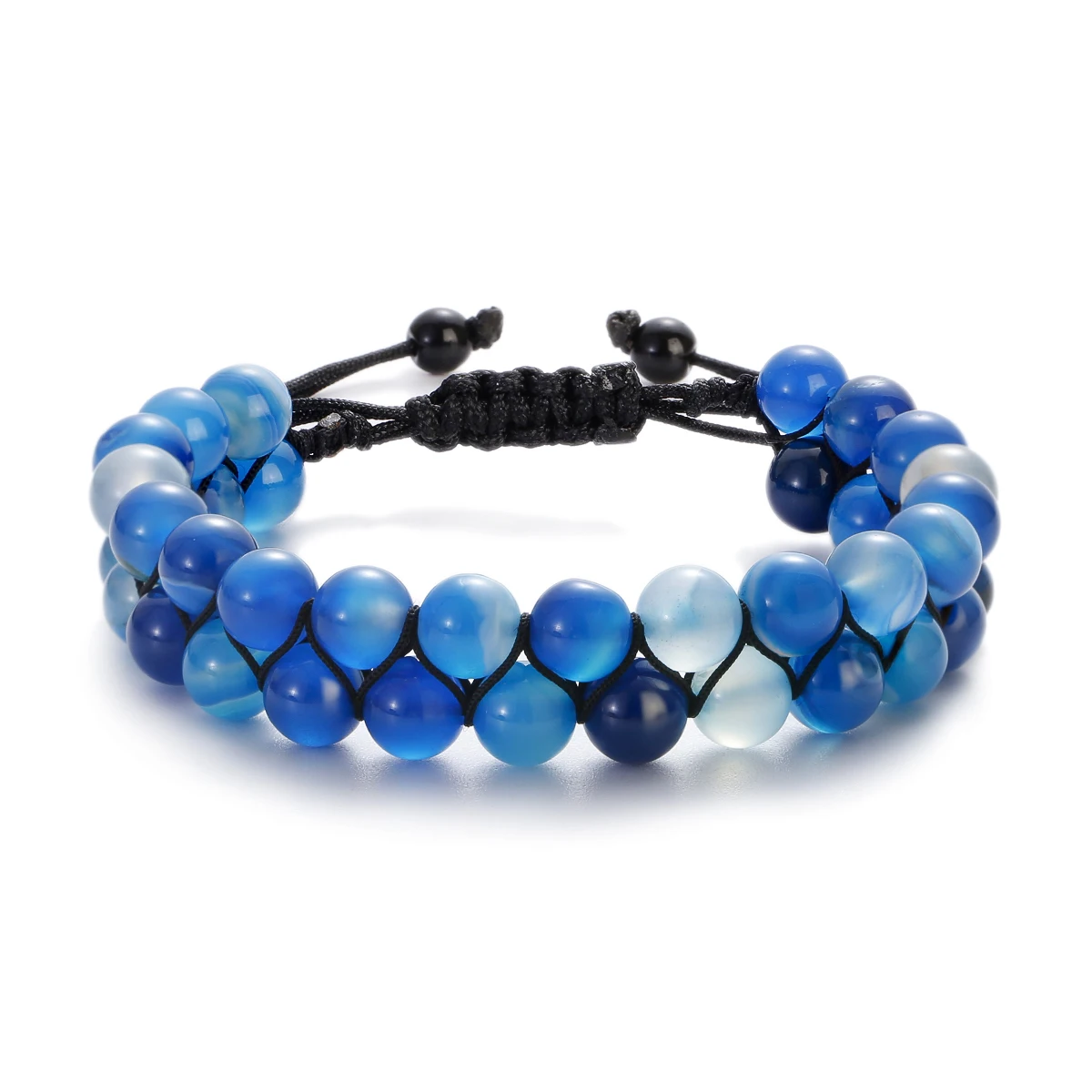 Handmade Bracelet Yoga Healing Jewelry Natural Stone Beads Braided Bracelet Double Layer Strand Beaded Charm Bracelet