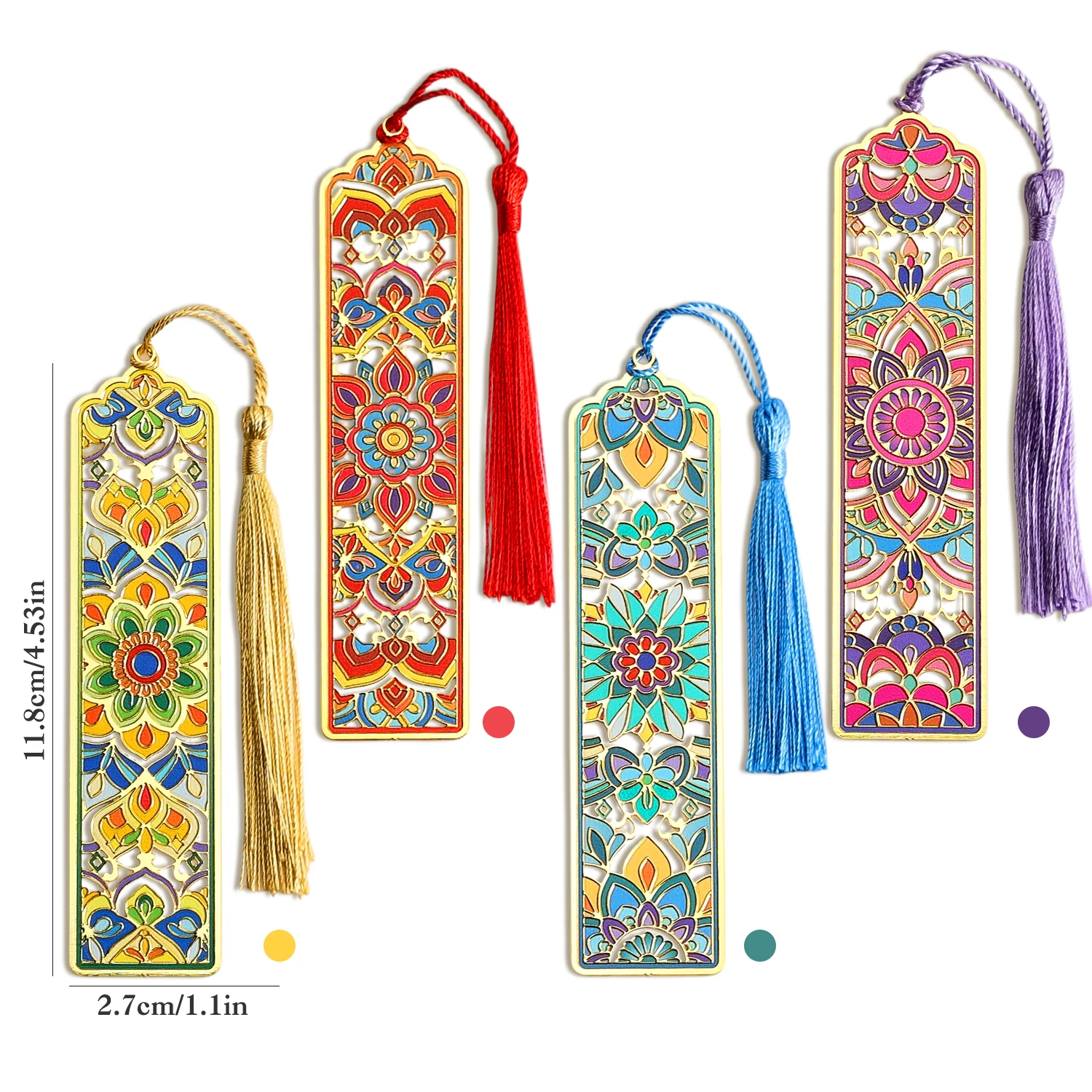 4Pcs Mandala Pattern Metal Bookmarks, Vintage Floral Art Page Clips Reading Accessories Gift for Book Lovers Women Teachers
