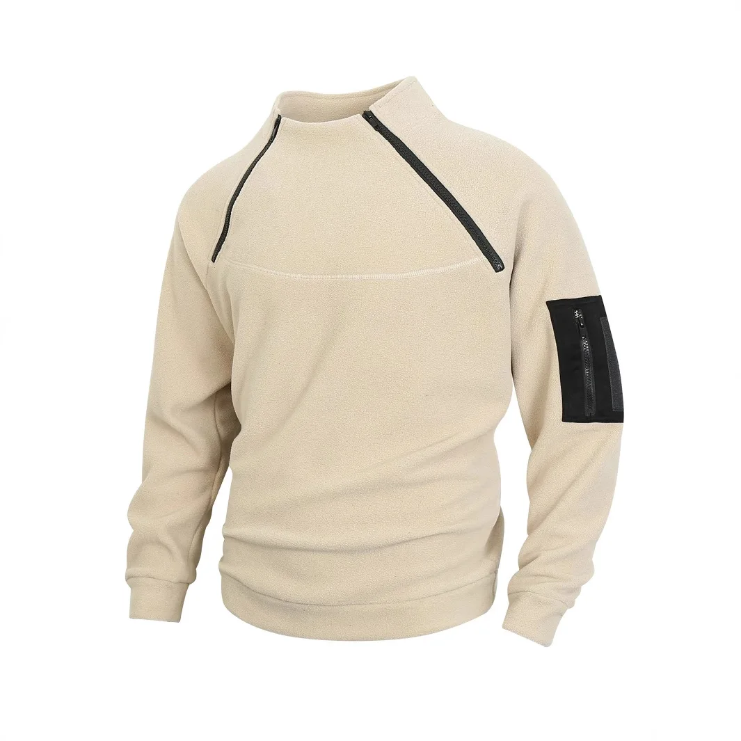 Autumn WinterO-Neck Sweatshirt Long Sleeve Pullover Casual Fleece Hoodie Man Chic Zippers Sports Jogging Pull On Sweatshirt Tops