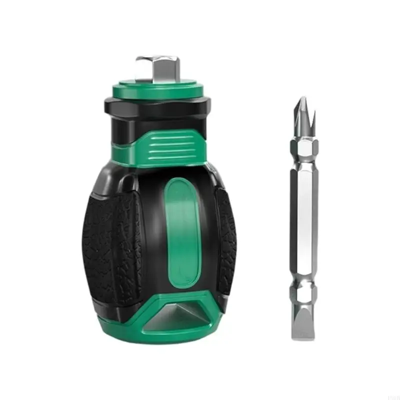 P9FB Mini Short Handle Screwdriver 2 In 1 Interchangeable Bits Retention Easy Storage