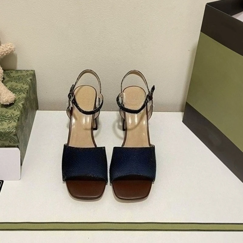 2026 Summer New Women's Candy Color Chunky Heel Sandals Single Strap Open Toe Slide Sandals Casual Outdoor Beach Shoes