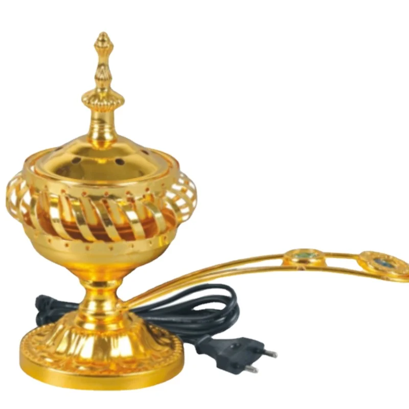 Arabic Incense Burner Electric Fragrance Diffuser Aromatherapy Craft Incense Cone Holder Metal Incensario Encens Home Decoration