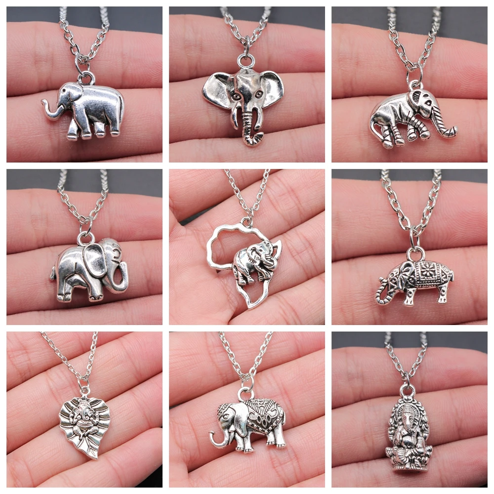 20 Styles Elephant Necklace For Women Lucky Elephant Jewelry Gift For Friend Africa Thailand Elephant India Ganesha Necklace