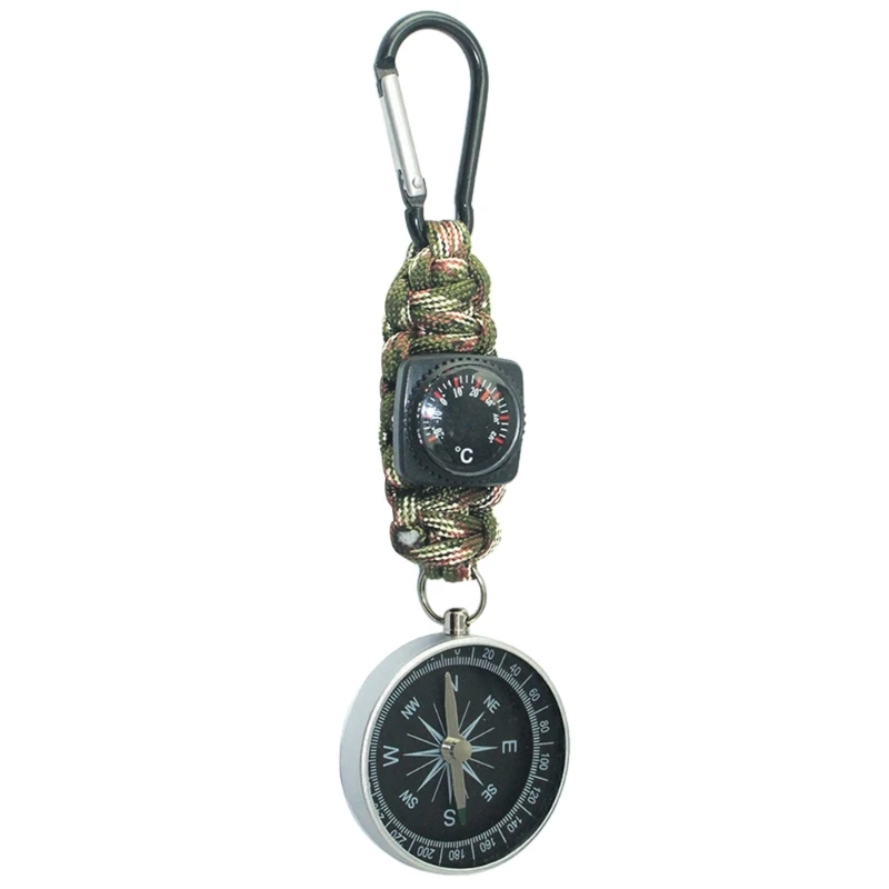 Mini Compasses Thermometer Keychains Pocket Size Hook Compasses Carabiner for Camping Hiking Backpacking, Survival