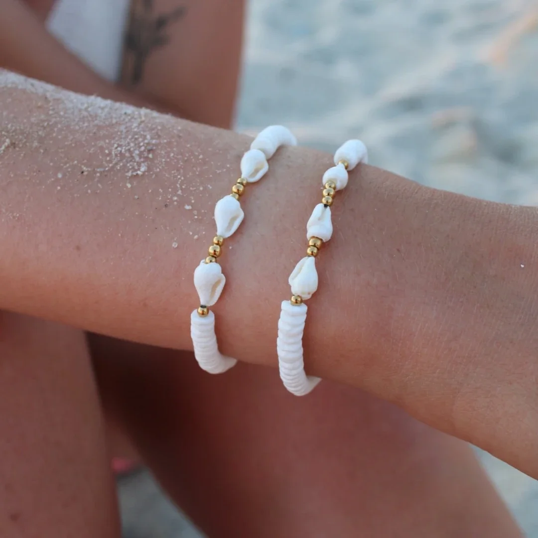 Bransoletka z muszli perłowej CCGOOD, biżuteria w stylu boho na lato, plażowa bransoletka dla kobiet, pozłacana 18K, koralikowa Pulseras Mujer