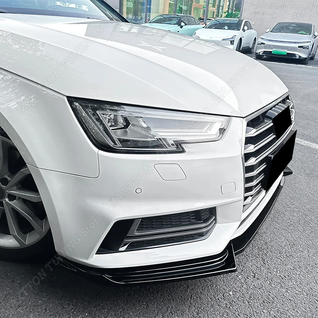 For AUDI A4 B9 Sline 2017 2018 2019 3PCS ABS Front Bumper Lip Spoiler Splitter Diffuser Chin Retrofit Bodykits Accessories