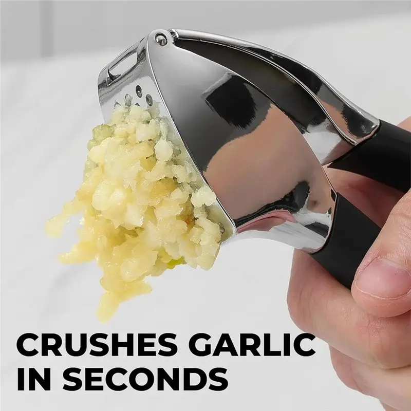 

【HOUSEHOLD GOODS】Professional Garlic Mincer Tool-Steel Stainless Steel Garlic Press Set-Rust Proof& Dishwasher Safe Silicone Gar